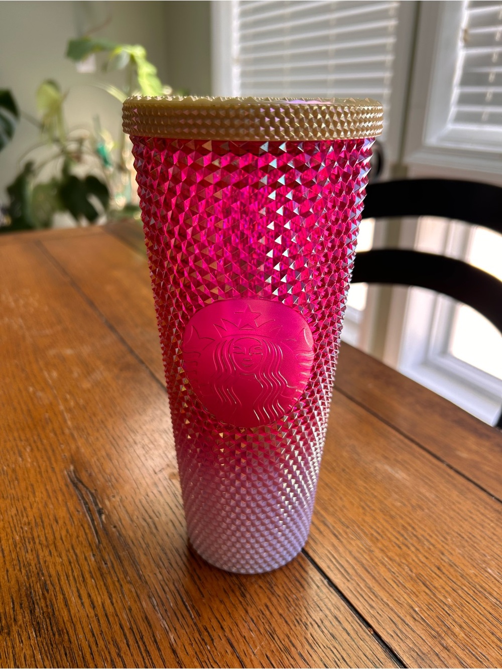 Starbucks Pink Ombre Studded Tumbler with Gold Lid never used missing straw